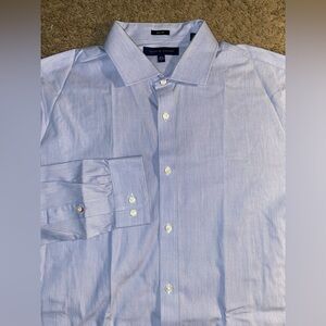 Tommy Hilfiger Slim Fit Button Down Mens Size Large Blue Work Dress Suit Shirt